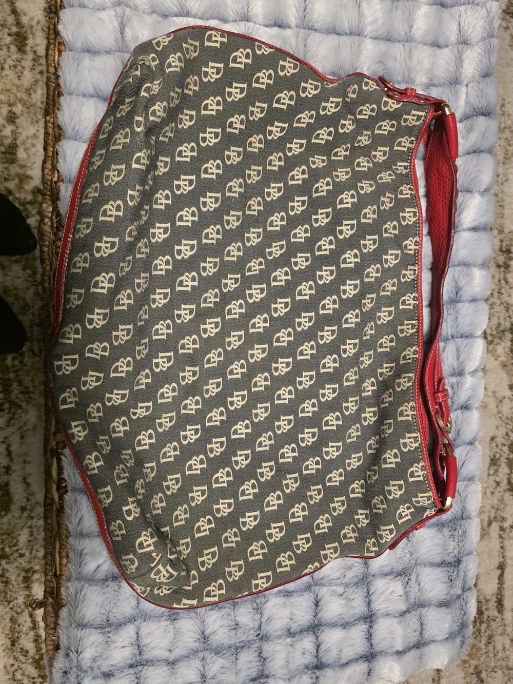 Dooney & Bourke signature monogram hobo shoulder bag features a repeat